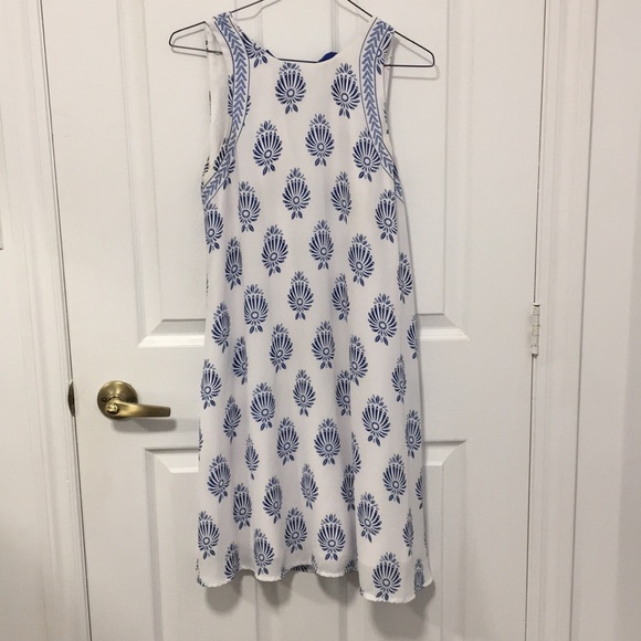 Blue and white patterned summer dress - Picture 1 of 3
